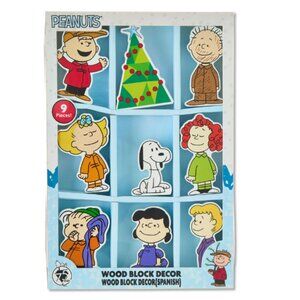 Peanuts Snoopy 9 Pcs. Figurine Set Wood Block Christmas Tabletop Décor